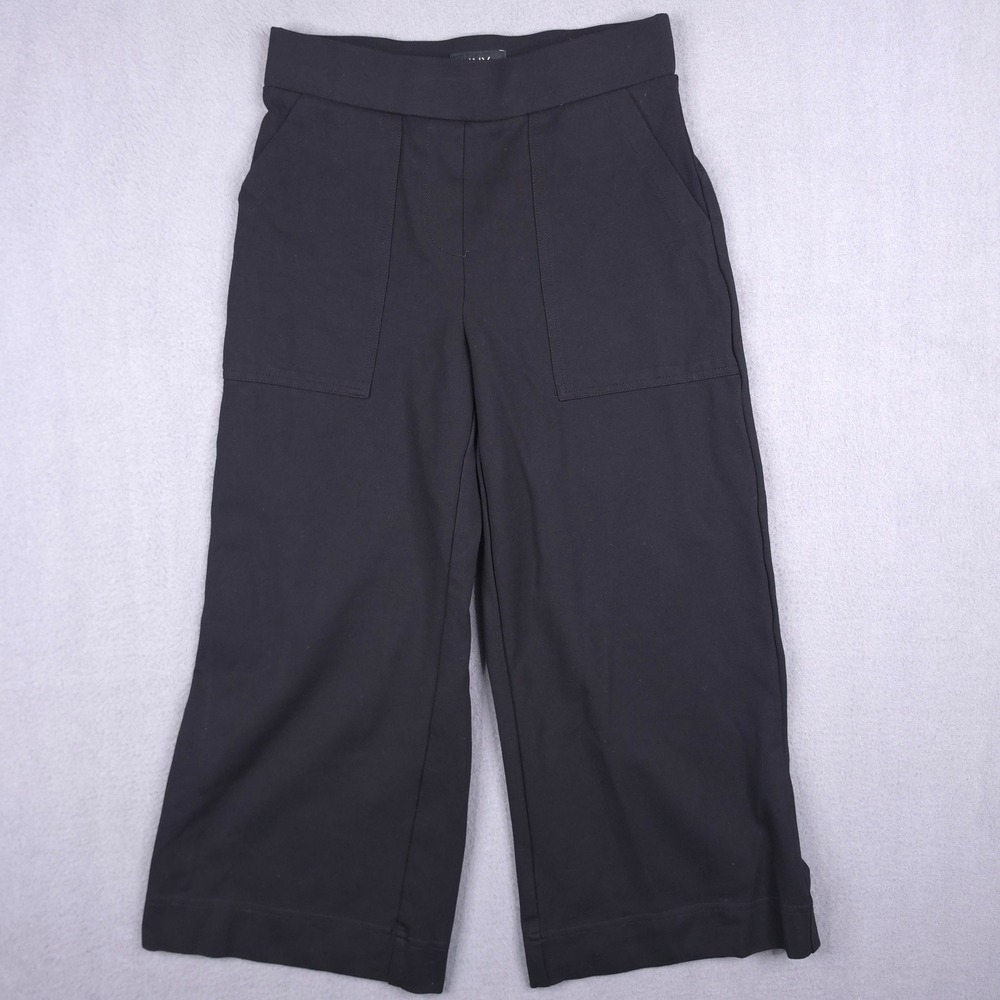 Jones New York JNY Pants Crop Wide Leg Black XS Rayon Blend Stretch Career